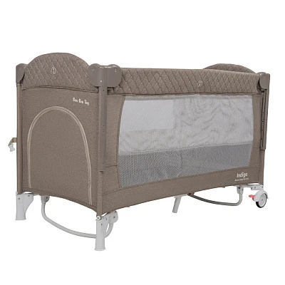 Кровать-манеж Indigo BON-BON TOY c маятником, (2 уровня)